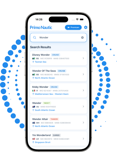 Search vessel on Primo Nautic app